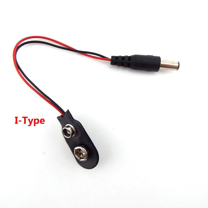 9V Battery Connector Power Clips DC Male Jack Male 5.5mmx2.1mmAlligator Snap Adapter Wire Holder Cable 9 Volt Lead Socket