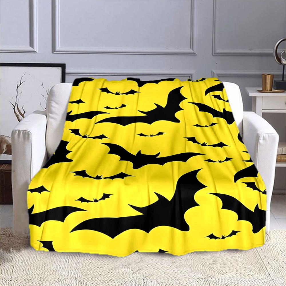 "Yellow and Black Bat Pattern Design" Patterned flannel blanket perfect for the bedroom living room, sofa, or a little nap