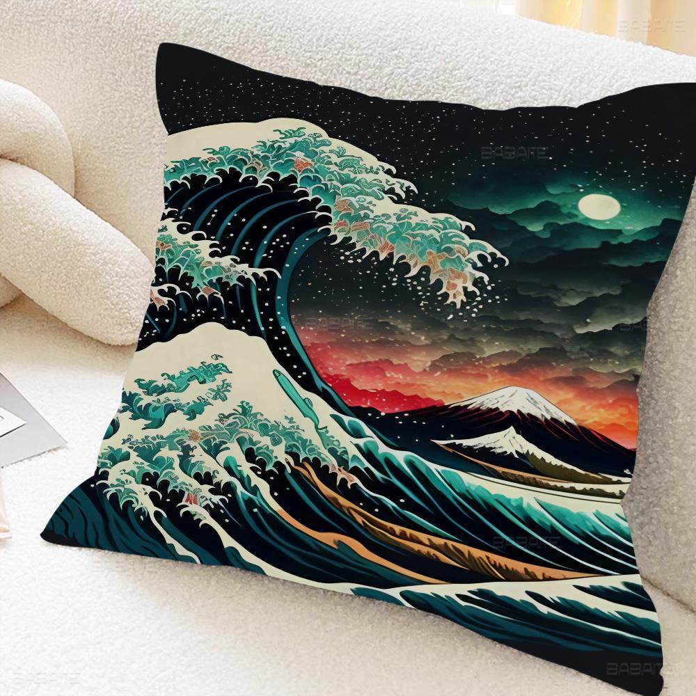 Japanese Landscape Series Office Cushion Pillowcase Car Cushion Cover45X45CM Lumbar Pillowcase Sofa Pillowcover