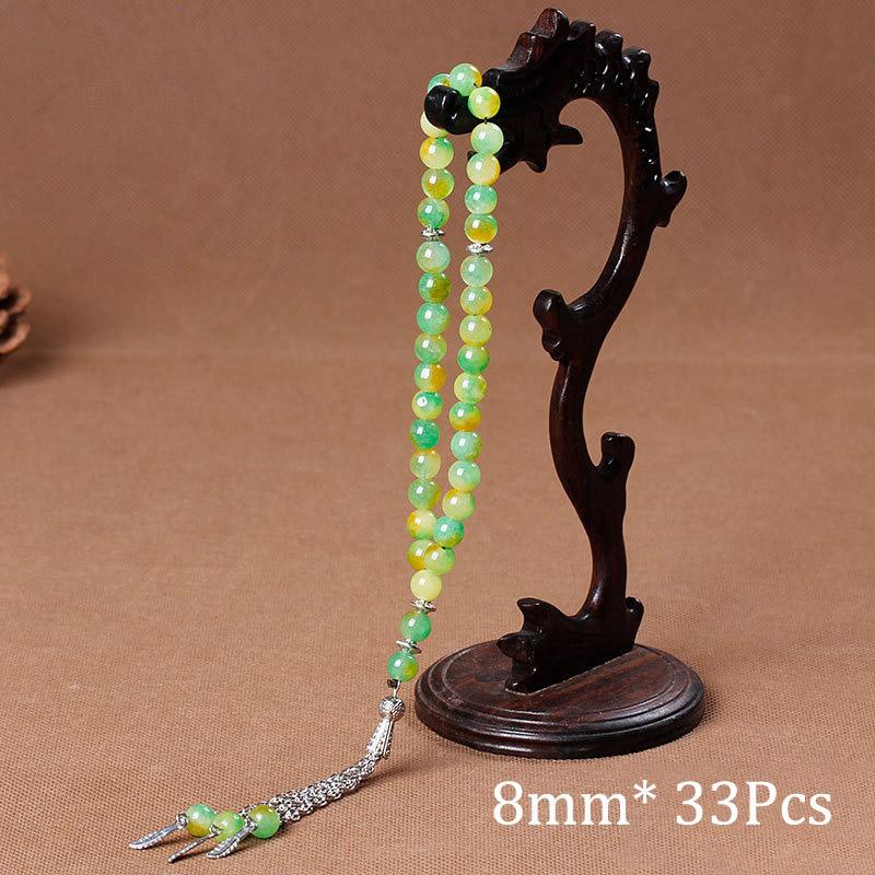 33 Prayer Rosary Beads 8mm Natural Stone Agate Color Optional For Islamic Tasbih Muslim Men Allah Mohammed Meditation Pendant