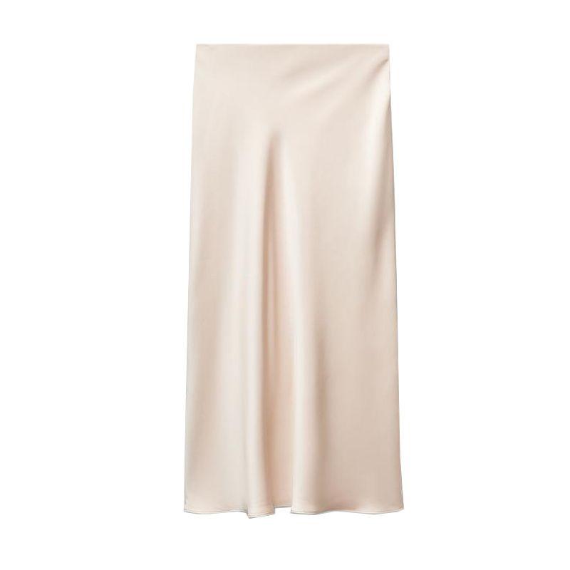 Spring New Arrival Fashion Style A- Line High Waist Mid-Length Skirt Silk Satin Texture Midi Skirt Skirt 8338537