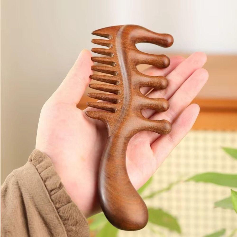 Wide Thick Wooden Scalp Massager 2 in 1 Head Meridian Hair Comb  Hair Care