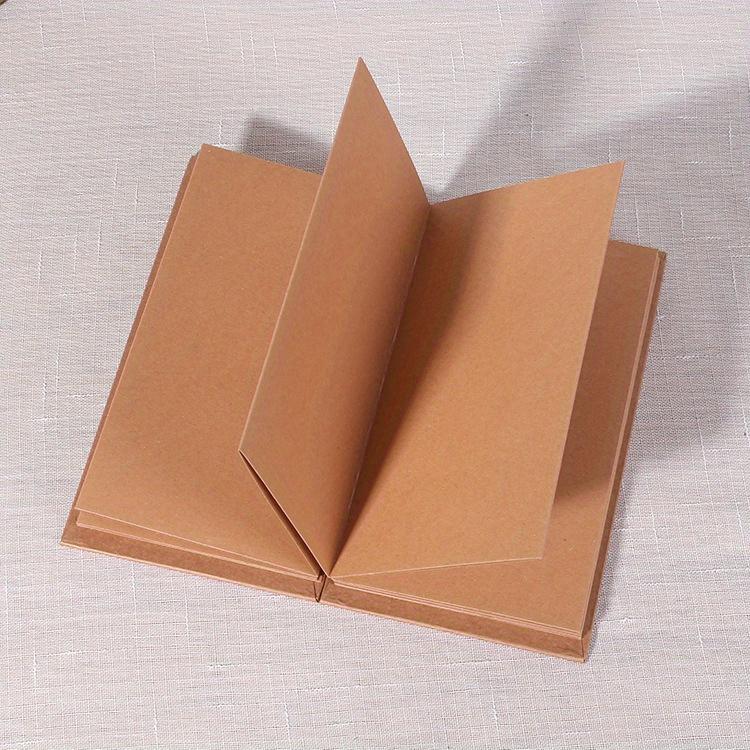 Kraft Paper Folding Album, Double-Sided Folds, Rope Design, for Lovers Birthday Wedding Growth Memory Book (Black/Khaki)