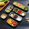 Stainless Steel 1-4 Grids Seasoning Plate Dipping Dish Sauce Dish Hot pot Barbecue Flavor Dish Kitchen Condiment Tray