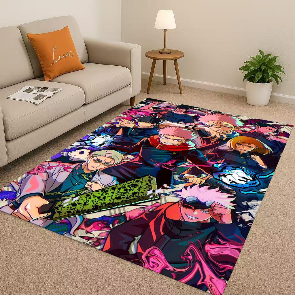 Anime Jujutsu Kaisen Cartoon Itadori Yuj Living Room Non-Slip Area Rug Carpet for Bedroom Playroom Sofa,Home Decor Doormat KID