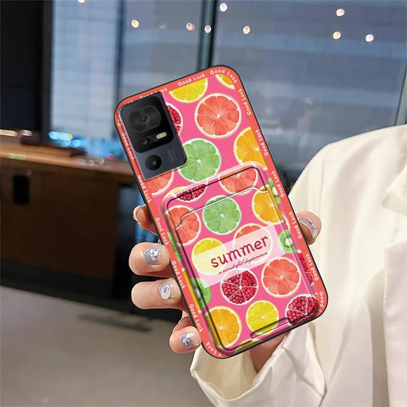 Card Slot Fashion Design Phone Case For TCL 40SE/T610K Full Wrap Back Cover Cartoon TPU Waterproof Soft Case Cover Cute