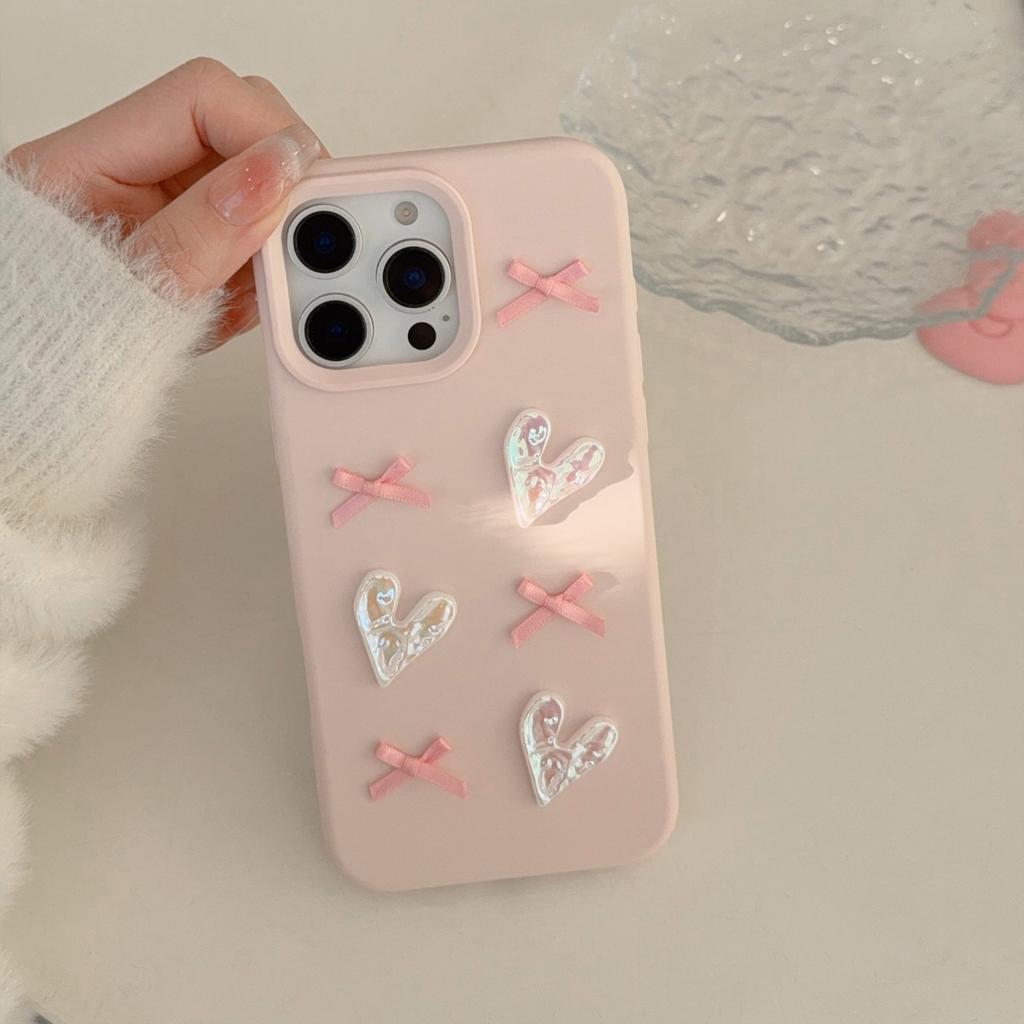 Dreidimensional Passend für 15promax Apple 16 Handyhülle Iphone17 Rosa Liebes Schleife 13 Generation 11 Weiche Hülle