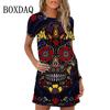 Fashion Owl Print Women Dress Summer Loose Mini Dress 3D Pattern Short Sleeve O-Neck Casual Female Dress