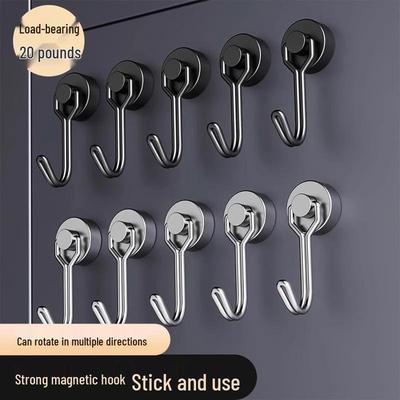 Magnetic Hooks: Strong, Traceless, Wall-Mounted and Adhesive for Fridge, Door, and Ferromagnetic Surfaces