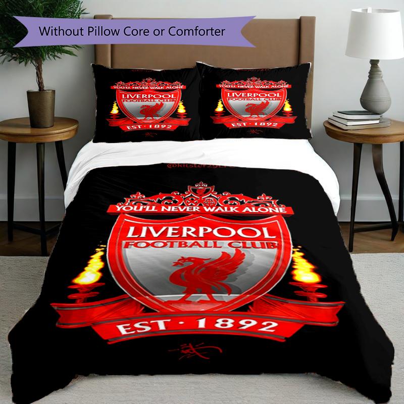 Set copripiumino 3 pezzi (1*Copripiumino + 2*Federe, Senza Nucleo),Set Biancheria da Letto con Stampa Liverpool F.C, Decorazione Camera da Letto, Per Tutte le Stagioni, Regalo di Compleanno