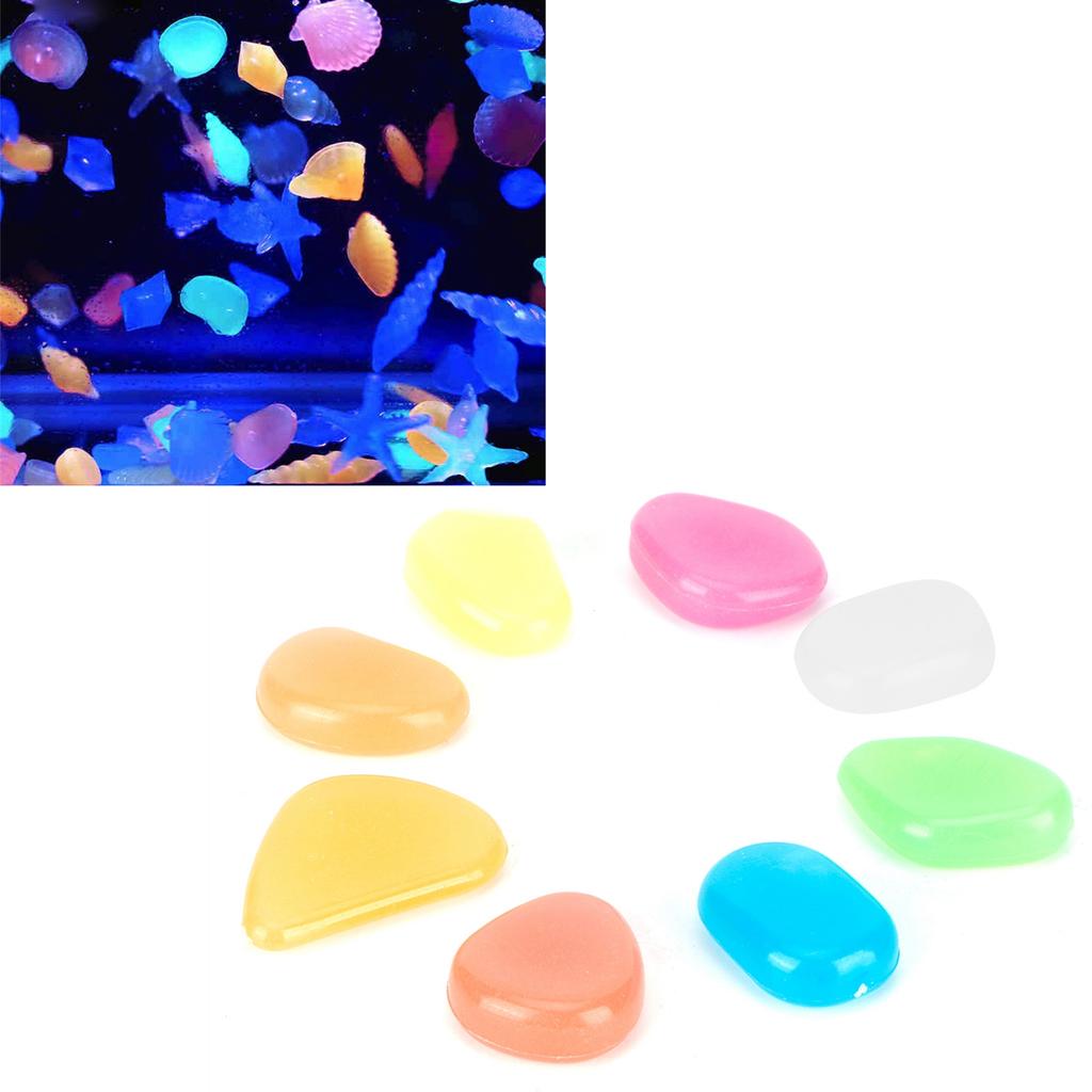 200Pcs Luminous Stone Colorful Fluorescent Stones Garden Aquarium Fish Tank Decoration