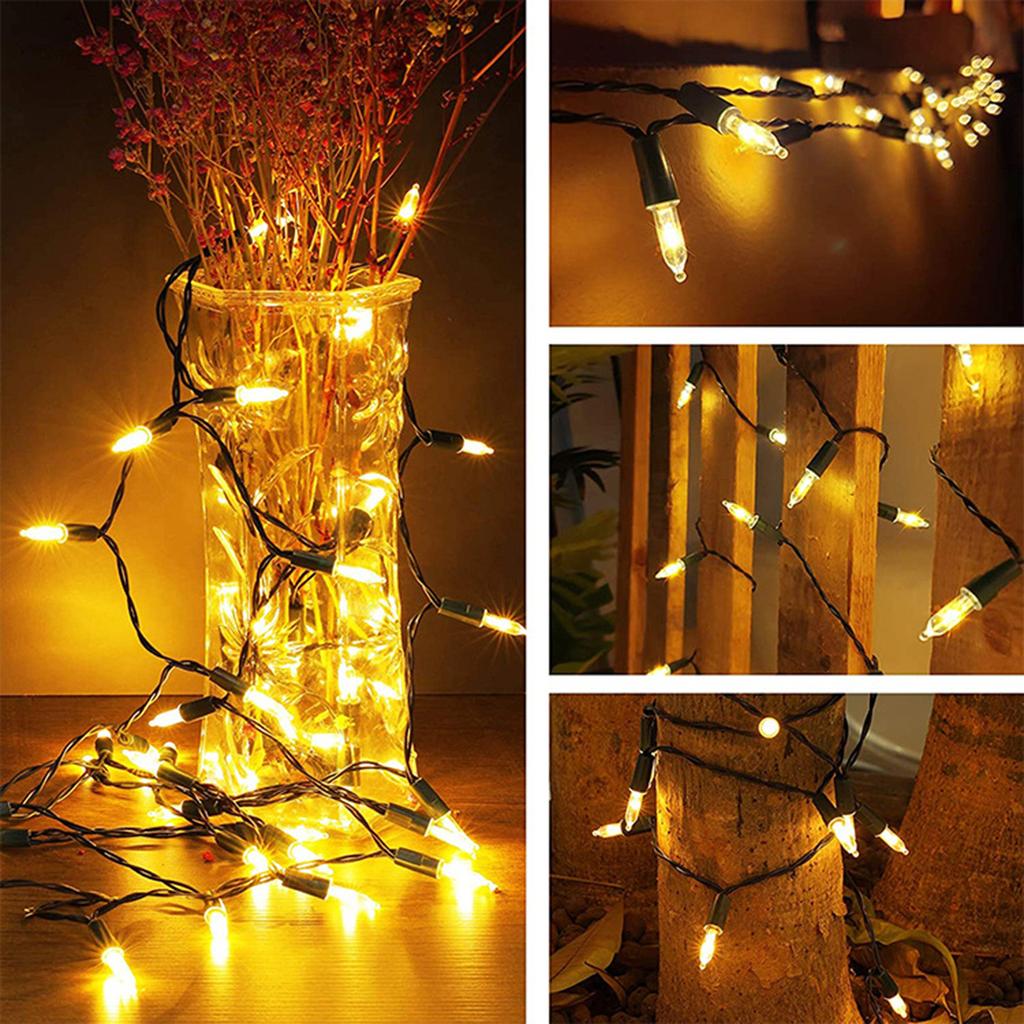 100LEDS  Warm White String Light With Green Wire Christmas Decoration