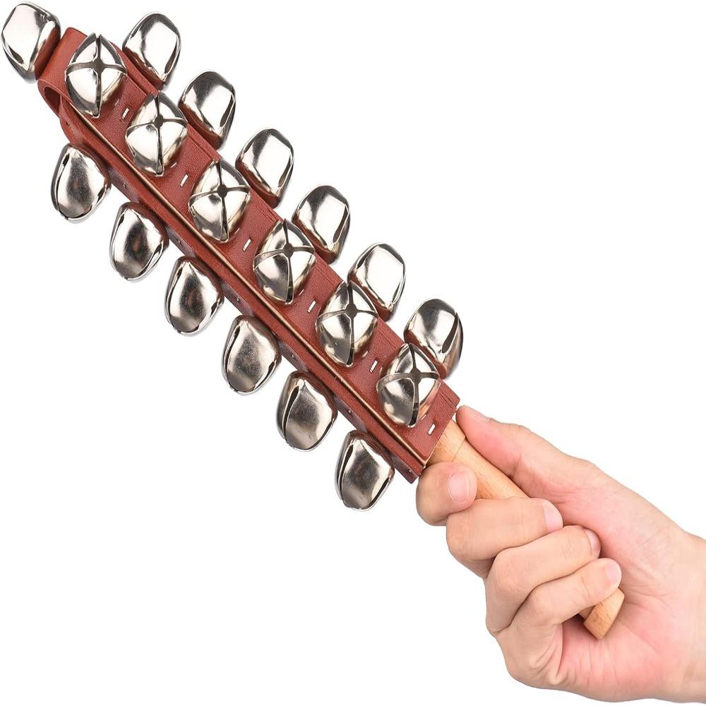 Wood & Stainless Steel Jingle Bell Stick Red Wooden Shaker Stick For Party