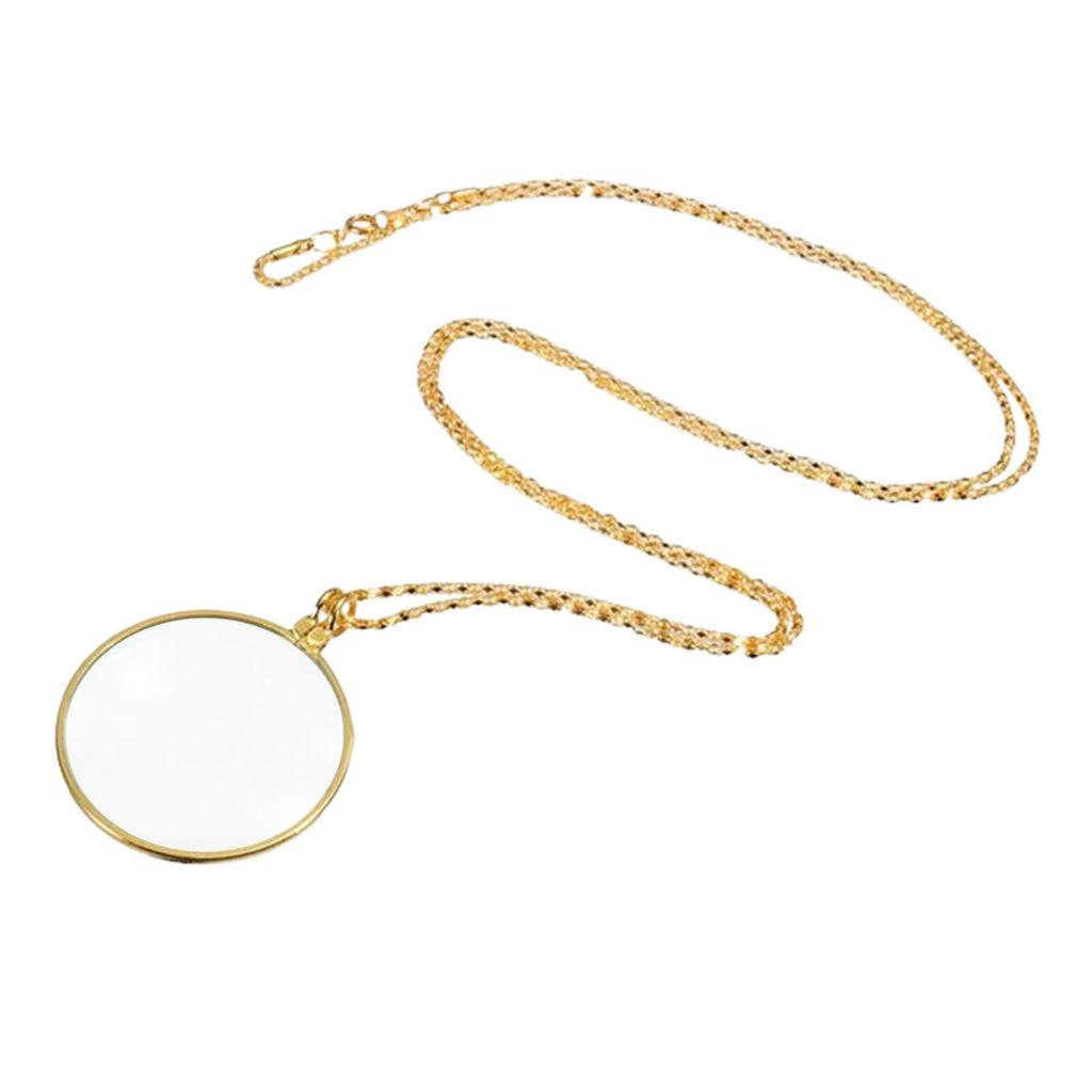 5x Magnifier Portable Reading Magnifying Glass Retro Utility Monocle Lens Necklace Pendant Fashion Jewelry For Women Men