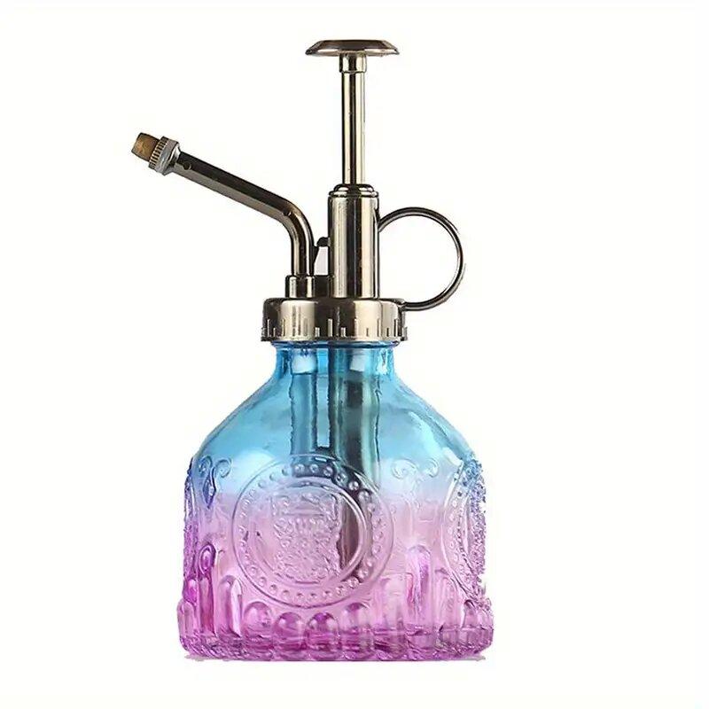 1pc Glass Watering Spray Bottle, Vintage Bronze Plastic Top Pump Watering Can Glass Spary Bottle Plant Mister, For House Plants,