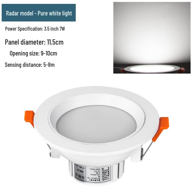 Infrared Motion Sensor Recessed Downlight with Sound Control, 3-inch Ceiling, 4-inch Cut-out Spotlight for Aisles.