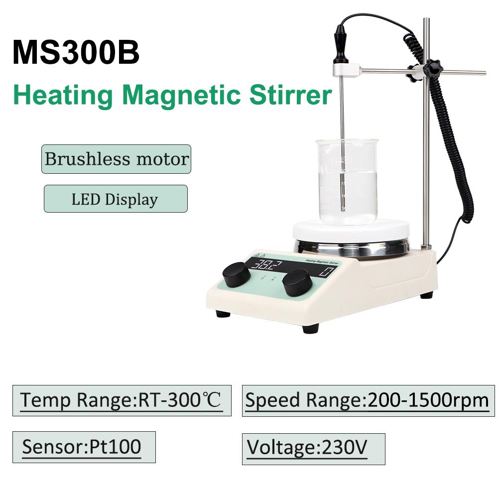 MS300 Heating Magnetic Stirrer Digital Display Thermostatic Stirrer Laboratory Hot Plate Heating Magnetic Mixer 1500RPM