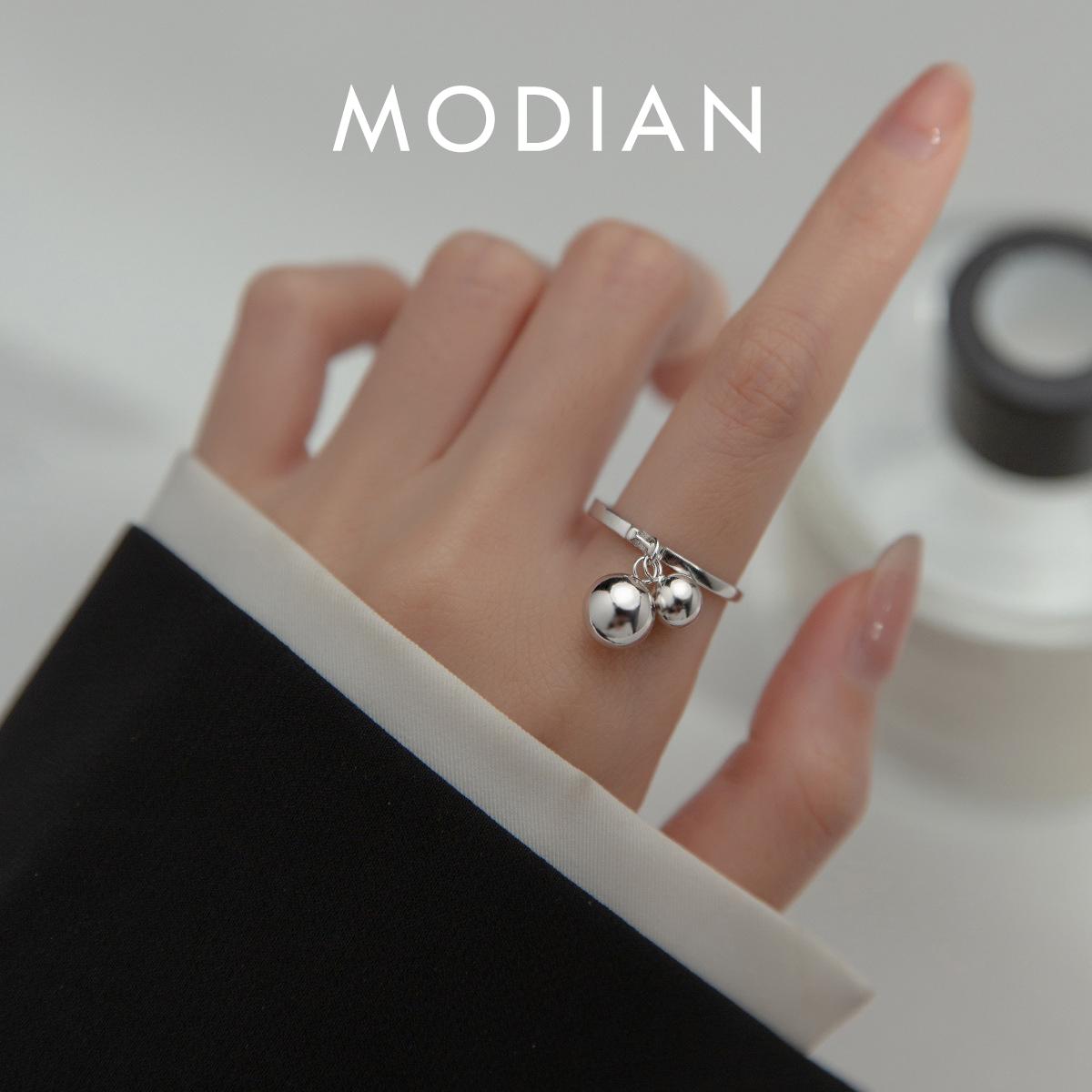 

Modian Solid 925 Silver Light Luxury Bell Open Size Ring Adjustable For Women Party Ring Gift Fine Jewelry Accessories resizable