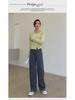 Women's High-Waist Brown Wide-Leg Suit Pants - Spring/Autumn Casual Straight-Leg