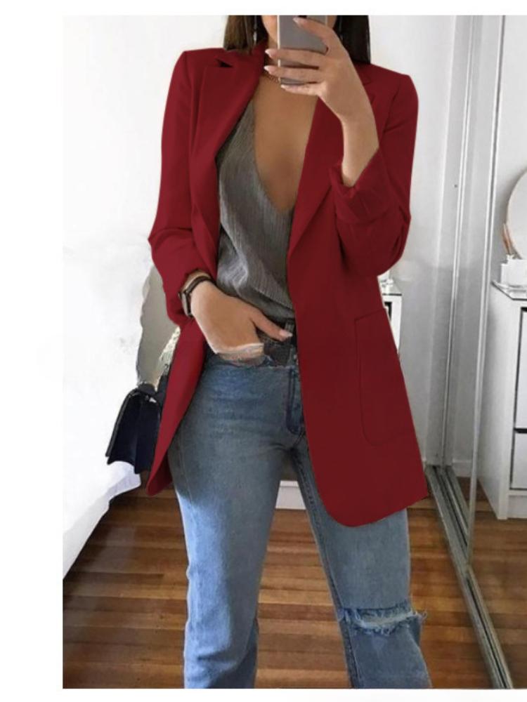 Fashion Collar Slim Fit Cardigan Temperament Suit Jacket for Women