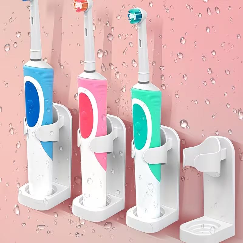 Wall Mounted Electric Toothbrush Holder Shelf No Drilling Bathroom Storage Rack Toothbrush Head Organizer Space Saving Bathroom Accessory