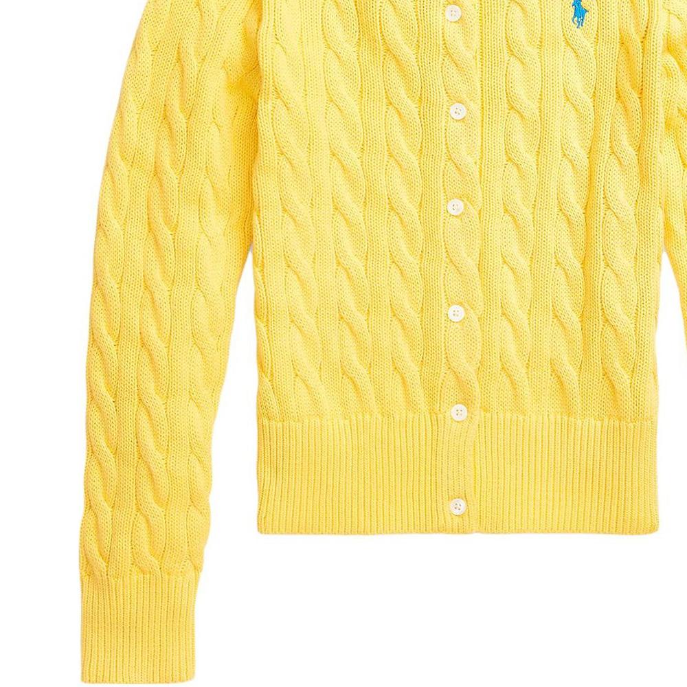 Polo Ralph Lauren Ss23 Solid Logo Embroidered Single-Breasted Crew Neck Long Sleeve Sweater Women sweater Yellow 211839418-009