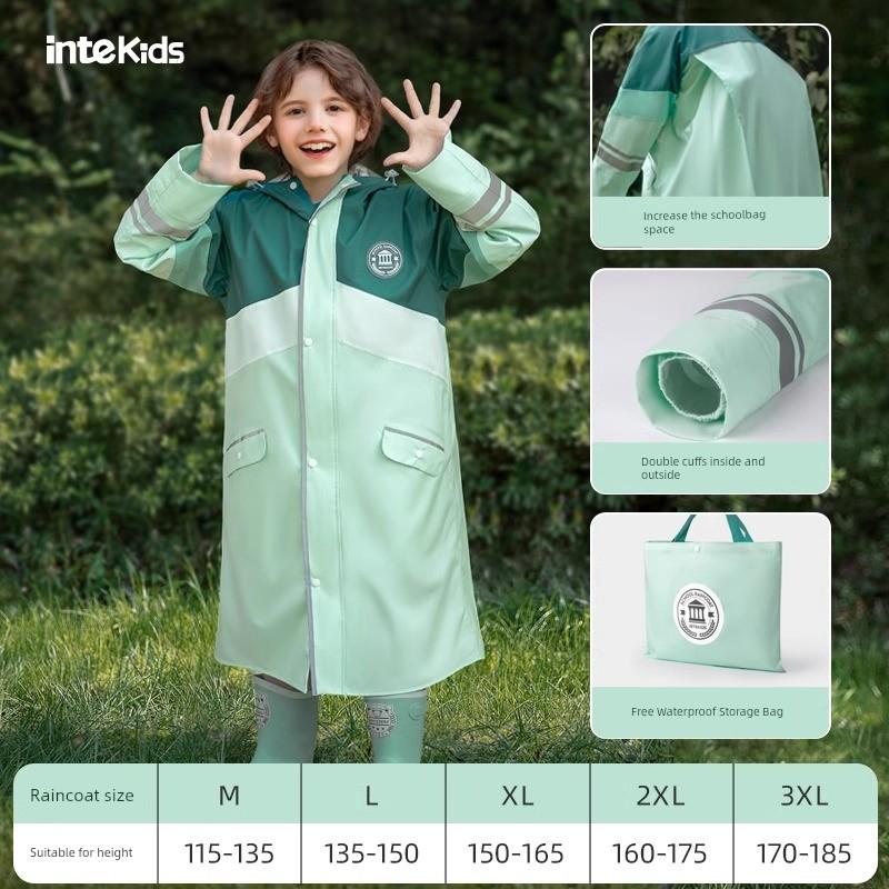 Children's Raincoat for Middle and Big Children and Girls with Schoolbag 2024 New Waterproof Rain Cape for Boys and Primary School Students