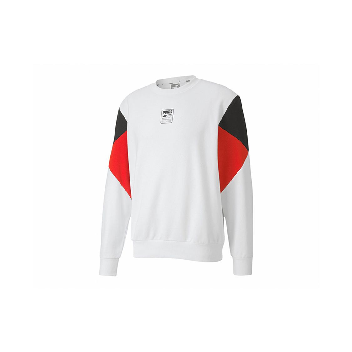 

Puma Rebel Crew Logo Повседневная толстовка Мужские топы Белый 585271-02