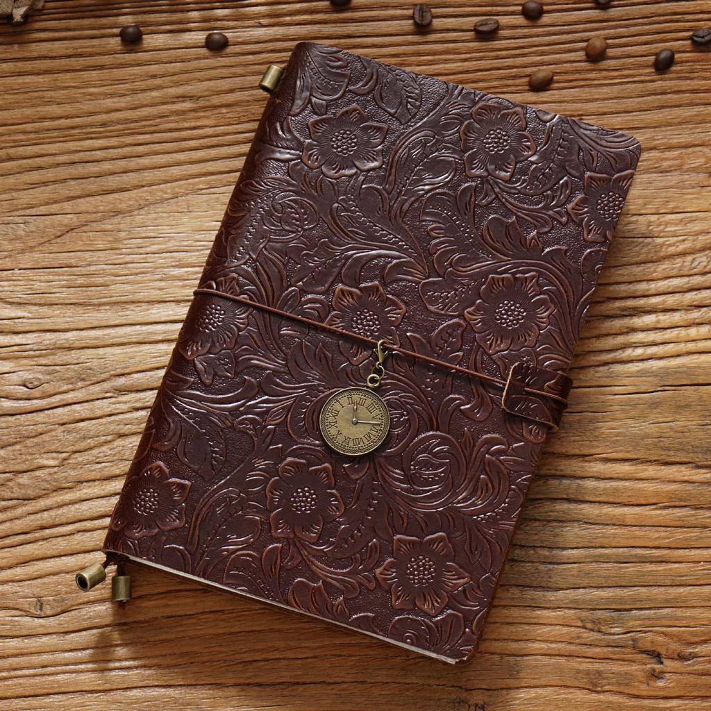 2026 Retro Carved Cowhide Travel Notepad Handmade Notebook Stationery Handbook Creative Diary