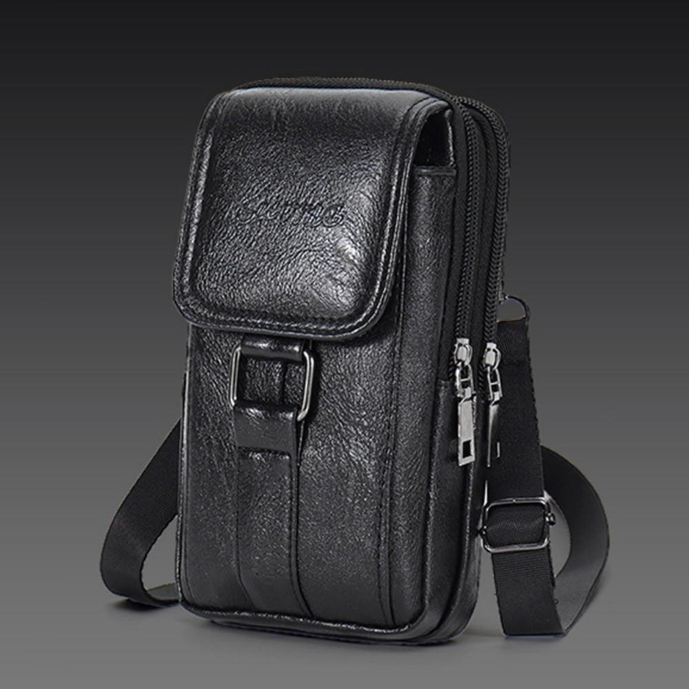 With Strap Mobile Phone Pouch Double Layers Phone Belt Hanging Pouch Phone Belt Clip Bag  Men
