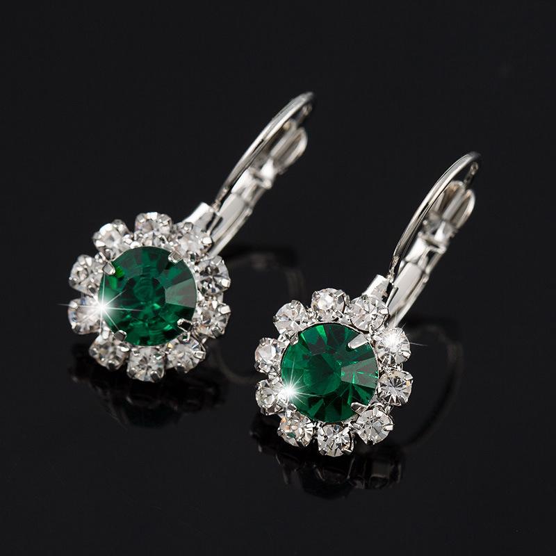 Exquisite Inlaid Diamond Round Pendant Earrings – Japanese & Korean Style