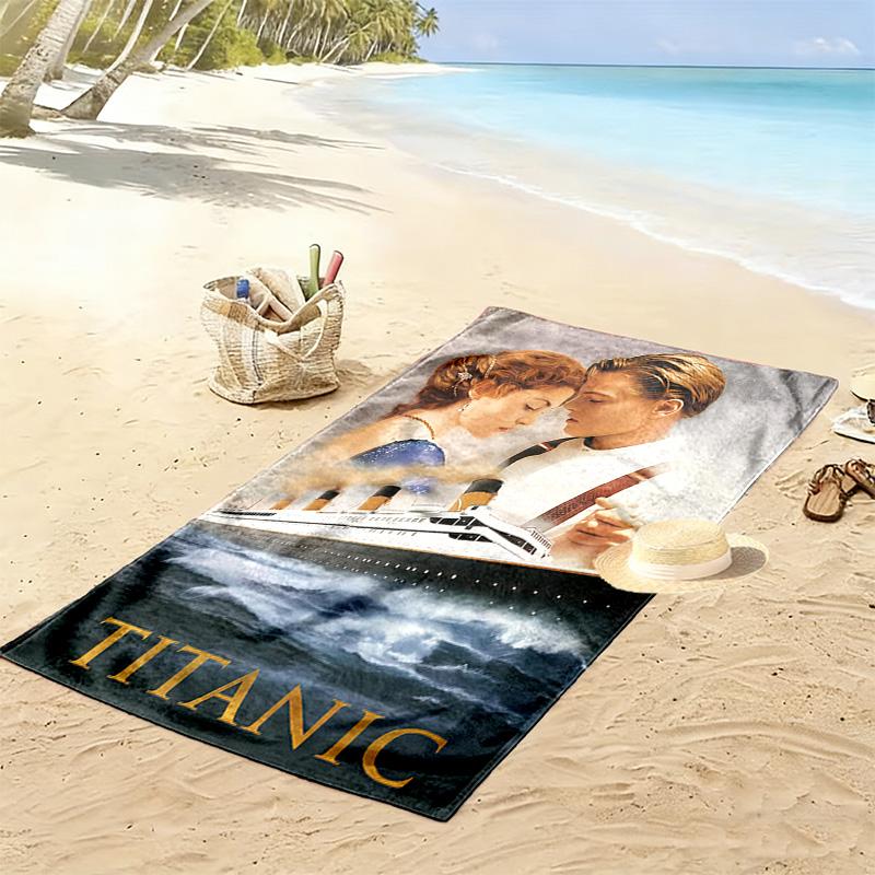 Titanic Print Beach Towel, Large Soft Quick Dry Towel for Beach Camping Swimming