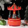 Artistic Christmas Tree Themed Rotating Music Box Wood Hand Cranked Musical Ornament For Holiday Seasonal Atmospheres