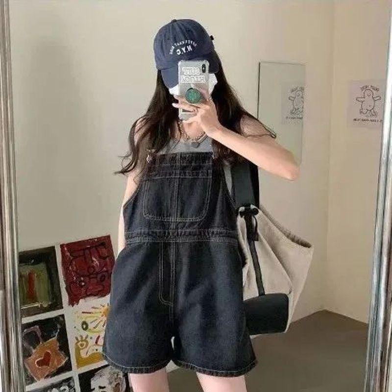 Summer Baggy Denim Overalls Girl Summer Loose Jumpsuit Denim Suspenders Women