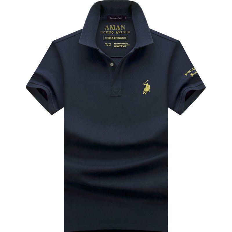 The BAY Heren Zomer High-End Poloshirt: Korte mouw, puntkraag, losse pasvorm, grote maat, trendy mode. L 130-145 lbs