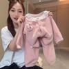[Warm Winter] Kids Lace Homewear Two-Piece Set Girls Round Neck Casual Pajamas