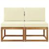 2 Piece Outdoor Center Sofa Solid Acacia Wood