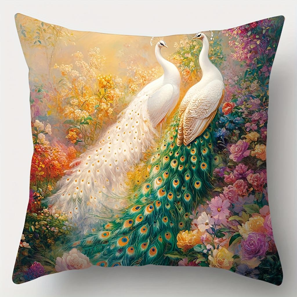 4-Piece Decorative Pillowcase Set – Featuring Peacock, Forest & Floral Designs