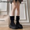 Vintage Platform Thick Bottom Women Western Ankle Boots Fashion Tassel  Slip On Shoes Autumn Winter Female Chunky Short Booties