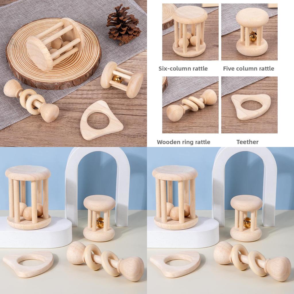 Wooden Baby Rattle Set With Sound Rescue For Early Childhood Learning And Development