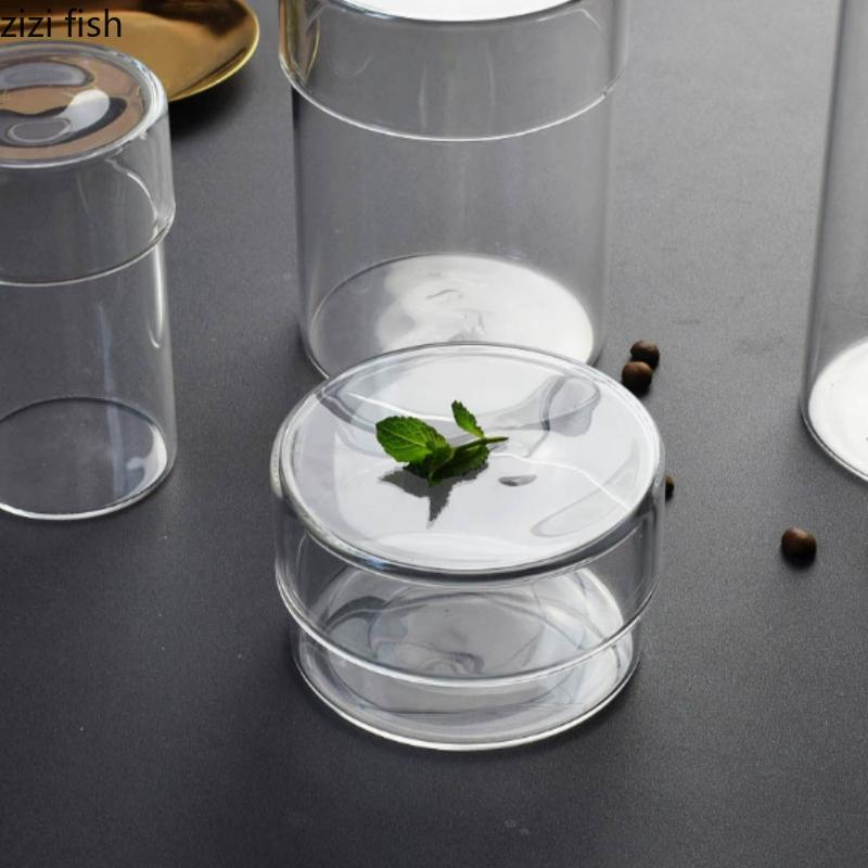 Transparent Glass Jar Candy Jars Cotton Swab Box Storage Tank Storage Jar Glass Box Organizer Decorative Jars Storage Boxes