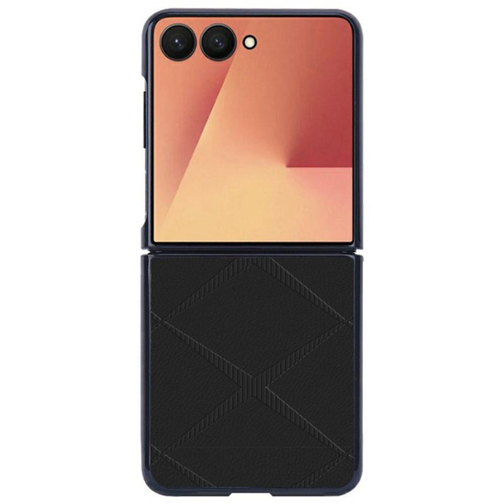 For Samsung Galaxy Z Flip7 5G Case X-Patterned TPU PU Leather PC Anti-Drop Phone Cover