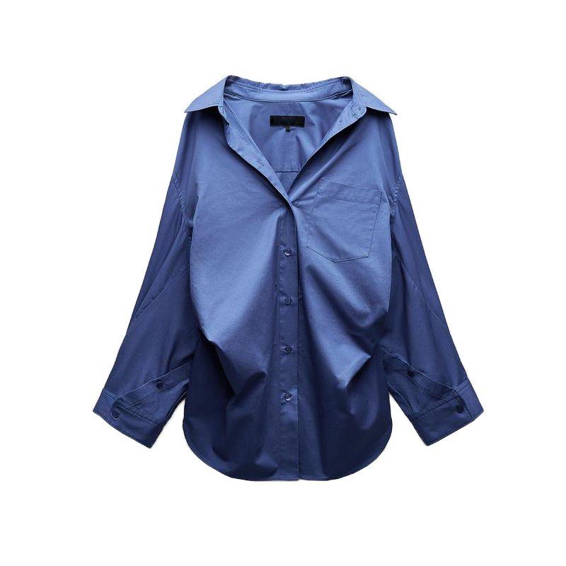 Summer New Product Women's Clothes Stripes Loose Poplin Long Sleeves Shirt 3520608 3067017 2020458