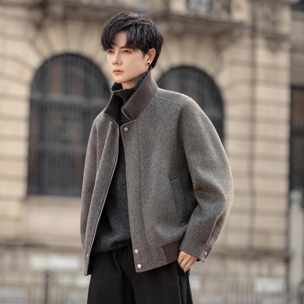 Men’s Double-Faced Wool Jacket - 2026 Winter Thick Stand-Up Collar Short Coat