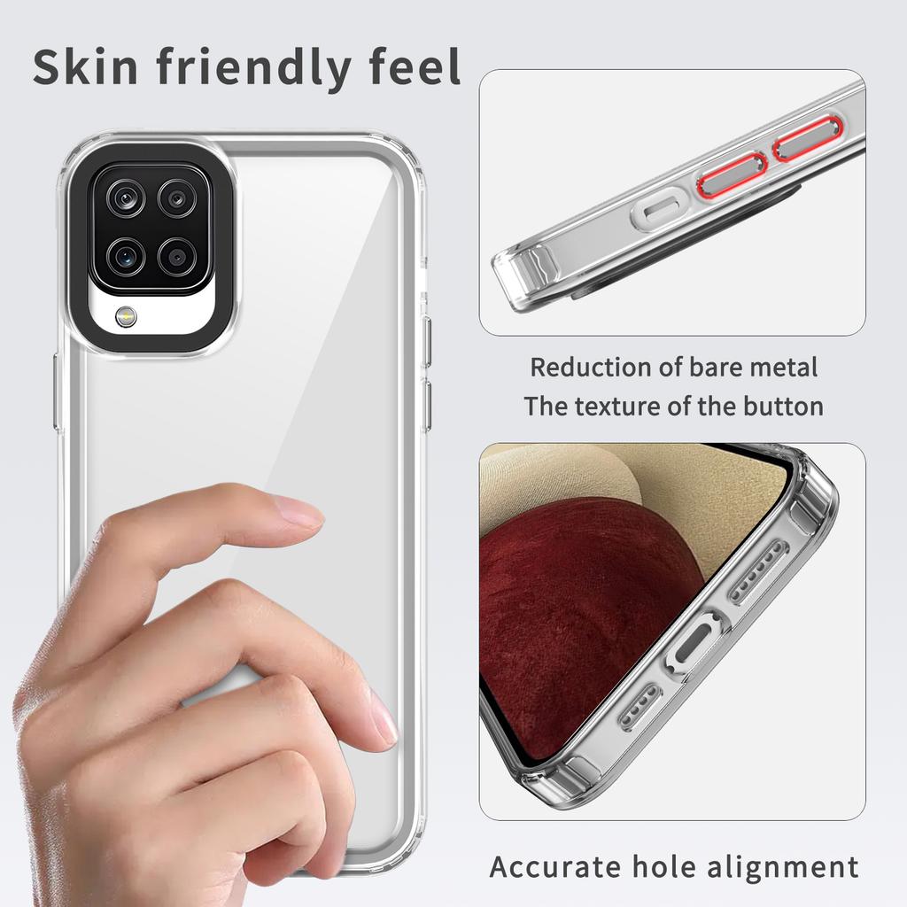 For Samsung Galaxy A12/M12 Case PC+TPU Anti-drop Phone Cover HD Clear