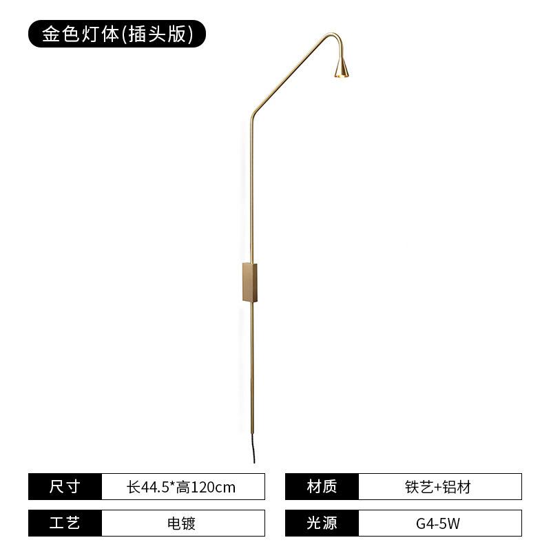 Austere Wall Lamp Gold Long Arm Sconce Spotlight Nordic Minimalist Bedroom Bedside Reading Light Aisle Office Decor Ambient Lamp