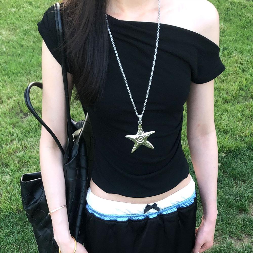 Gothic Starfish Pendant Necklace Punk Exaggerated Irregular Star Charm Jewel Travel Beach OOTD Necklace