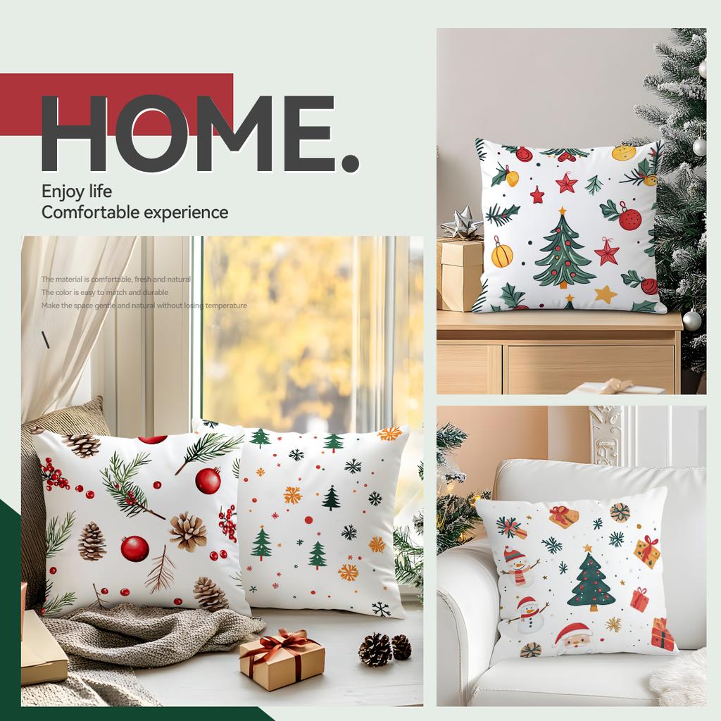 45X45Cm Cartoon Christmas Elements Pillowcase Bedroom Cushion Cover 100% Polyester Living Room Cushion Pillowcase Home Decor