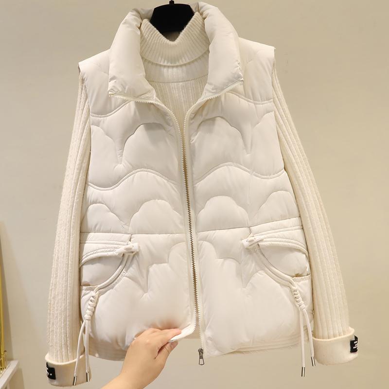 Fashion Winter Women's Warm Vest Outerwears Elegant Thick Sleeveless Parka Woman Short Coats