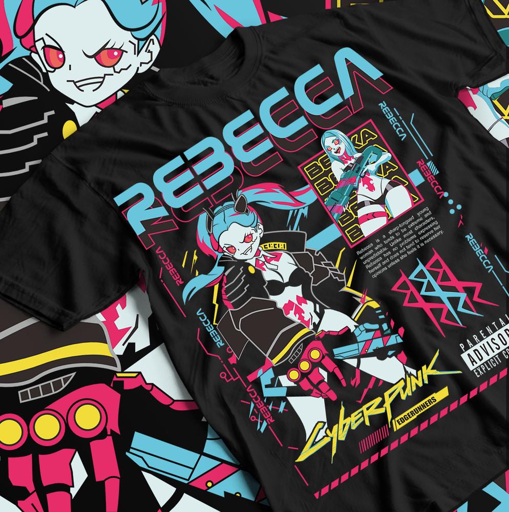 Cyberpunk Waifu Anime Unisex Graphic Tee, Retro Manga Shirt, Geeky Anime, Gifts.